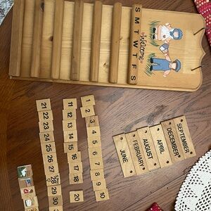 Wooden Perpetual Calendar with Cartoon Design